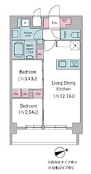 ドゥーエ西馬込II 4階2LDKの間取り