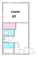 クリスタル西蒲田 2階1Kの間取り