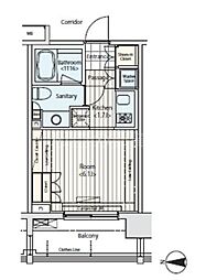 イプセ蒲田 4階1Kの間取り
