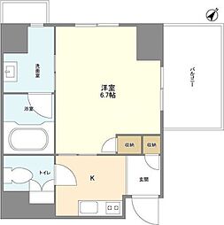 オーキッドレジデンス品川 5階1Kの間取り