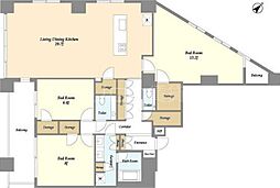 ＬａＳａｎｔｅ池田山 18階3LDKの間取り