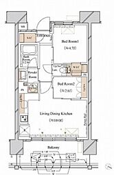 ブランシエスタ新丸子リバーフロント 2LDKの間取図画像