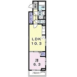 イーストヒルズ3 1LDKの間取図画像
