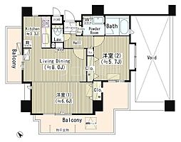 インザガーデン 2LDKの間取図画像