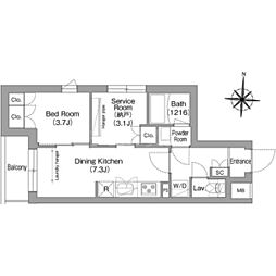 COMFORIALIV南品川 1SDKの間取図画像