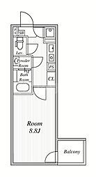 グランアリュール大鳥居 1Kの間取図画像