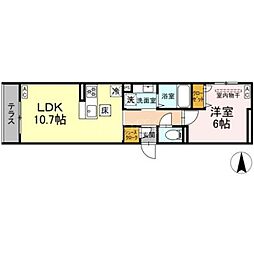 ネオアイリス大森 1LDKの間取図画像