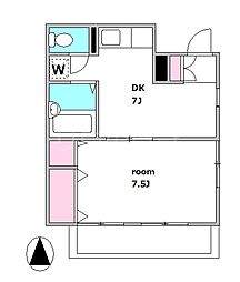 シティフラット 1DKの間取図画像