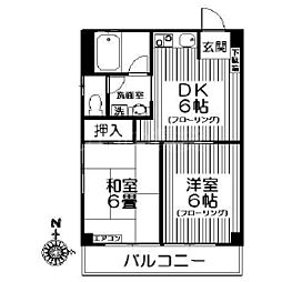 エスペランス金子 2DKの間取図画像