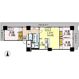 品川シーサイドビュータワー2 3LDKの間取図画像