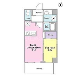 グラース洗足池 1LDKの間取図画像