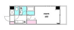 ダーウィンスクウェア 1Kの間取図画像