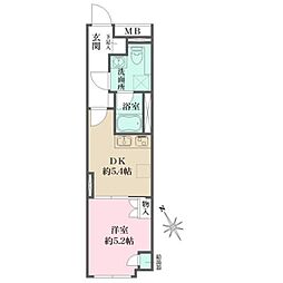 Fika大井町 1DKの間取図画像