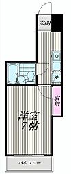 カームコート鳴島 1Kの間取図画像
