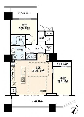 間取り パークタワー東京フロント 23階/-