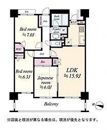 ライオンズヴィアーレ横濱ベイ壱番館 3LDKの間取図画像