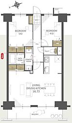 ダイアパレスシアース万代南棟 2LDKの間取図画像