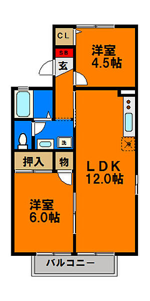 エバーグリーンII 201｜千葉県千葉市若葉区若松町(賃貸アパート2LDK・2階・50.34㎡)の写真 その3