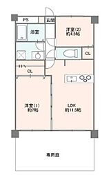 ホーユウパレス二俣川 2LDKの間取図画像