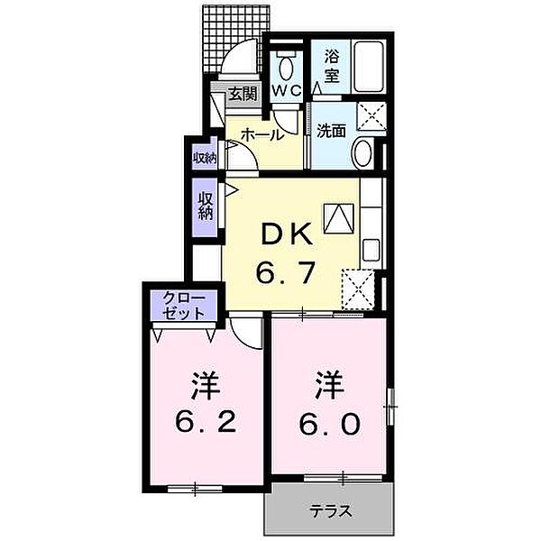 佐賀県唐津市和多田西山(賃貸アパート2DK・1階・45.82㎡)の写真 その2