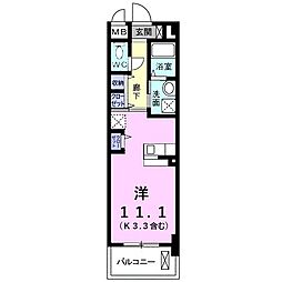 ルイシャトレ鏡 ワンルームの間取図画像