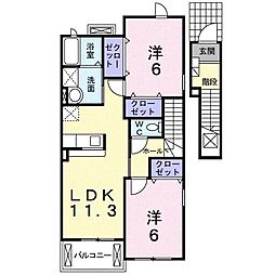 クレメント大江 2LDKの間取図画像
