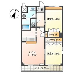 グランウッド 2LDKの間取図画像