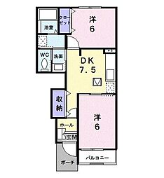 キャトルセゾン春秋B 2DKの間取図画像