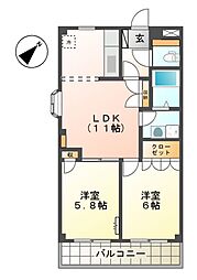 クレストールせいら 2LDKの間取図画像