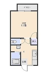 ルミネハイツA棟 1Kの間取図画像