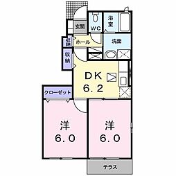 ジュネス1番館 2DKの間取図画像