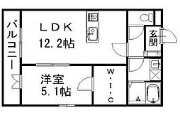 ユーシャイン和多田 1LDKの間取図画像