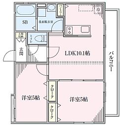レルム頼 2LDKの間取図画像