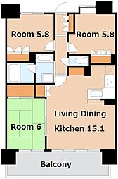 レーベンリヴァーレグラセス 3LDKの間取図画像