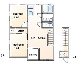 ウェルトセルカA 2LDKの間取図画像