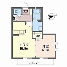 シャーメゾンペリフェリーア 1LDKの間取図画像