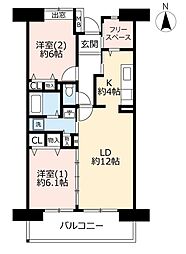 UR都市機構コンフォール東朝霞6号棟 2LDKの間取図画像