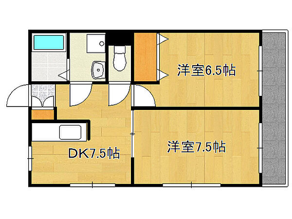 兵庫県神戸市東灘区本山南町4丁目(賃貸マンション2DK・3階・47.70㎡)の写真 その2