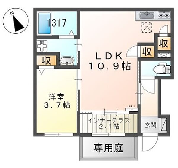 兵庫県姫路市継(賃貸アパート1LDK・1階・40.83㎡)の写真 その2