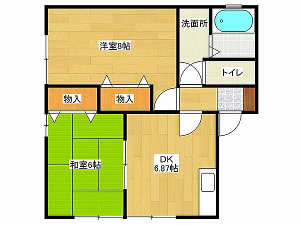 兵庫県姫路市飾磨区山崎(賃貸アパート2DK・2階・48.79㎡)の写真 その2