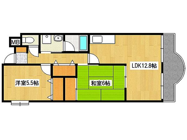 兵庫県神戸市東灘区田中町2丁目(賃貸マンション2LDK・2階・57.76㎡)の写真 その2