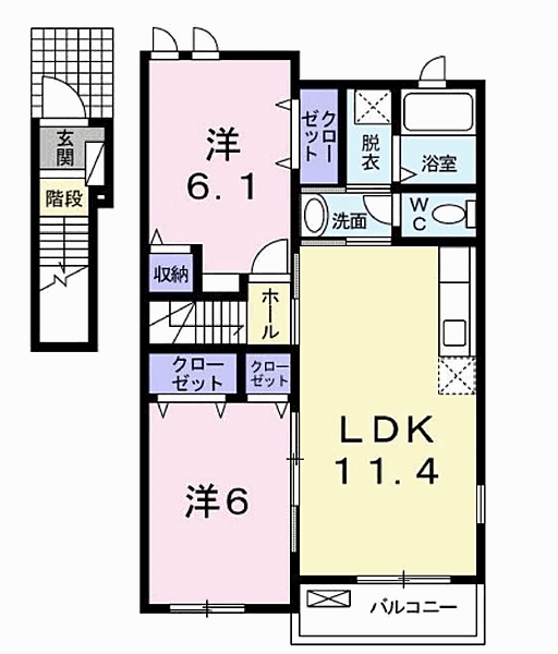 兵庫県高砂市北浜町北脇(賃貸アパート2LDK・2階・57.00㎡)の写真 その2