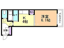 パークサイドふる里 1Kの間取図画像