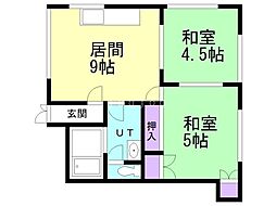 鳥山ハイツ 2LDKの間取図画像