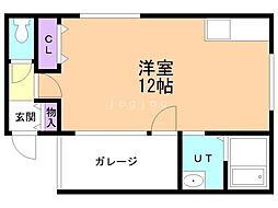 LivingwithMoto発寒3.3 ワンルームの間取図画像