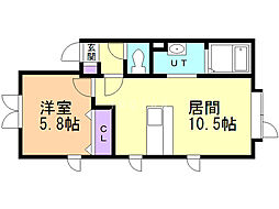 シャインエー・オー 1LDKの間取図画像