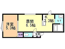 エミネンス宮の沢 1DKの間取図画像