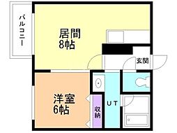 クリエイト琴似八番館 1階1LDKの間取り