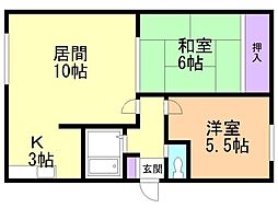 松浦マンション1 2LDKの間取図画像
