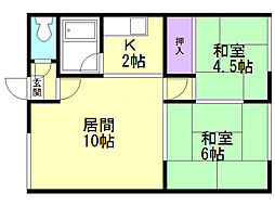 シティハイムイシカワ 2LDKの間取図画像